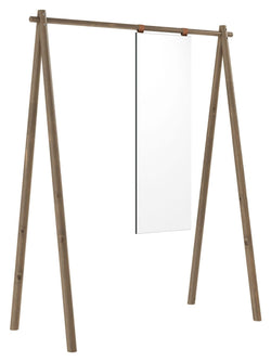 Hongi Clothes rack with mirror, Brown lacquered pine