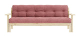 Unwind Sofa Bed, Lacquered Pine, Sorbet Pink Velvet