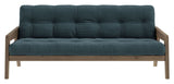 Grab Sofa bed, Brown lacquered pine, Pale Blue velvet