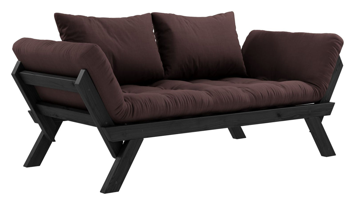 Bebop Sofa bed, Black lacquered, Pine/Brown