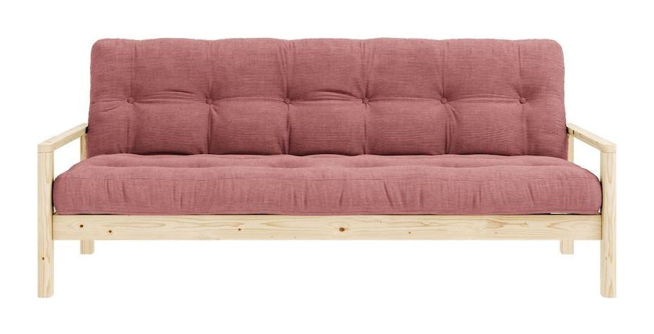 Knob Sofa bed, Lacquered pine, Sorbet Pink velvet