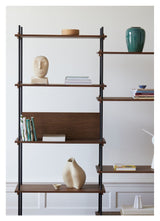 Shelving System, 2 bays, 9 shelves, H:200, Smoked Oak/Black