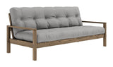 Knob Sofa bed, Brown lacquered pine, Gray