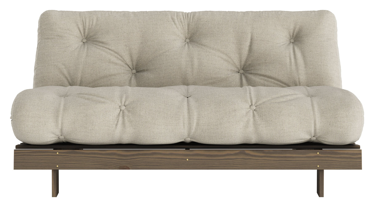 Roots 160 Sofa bed, Brown lacquered pine, Linen