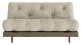 Roots 160 Sofa bed, Brown lacquered pine, Linen