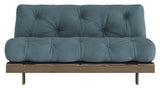 Roots 160 Sofa bed, Brown lacquered pine, Petrol Blue