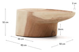 Mosi Coffee table with stand, solid Mungur wood, Ø90x50