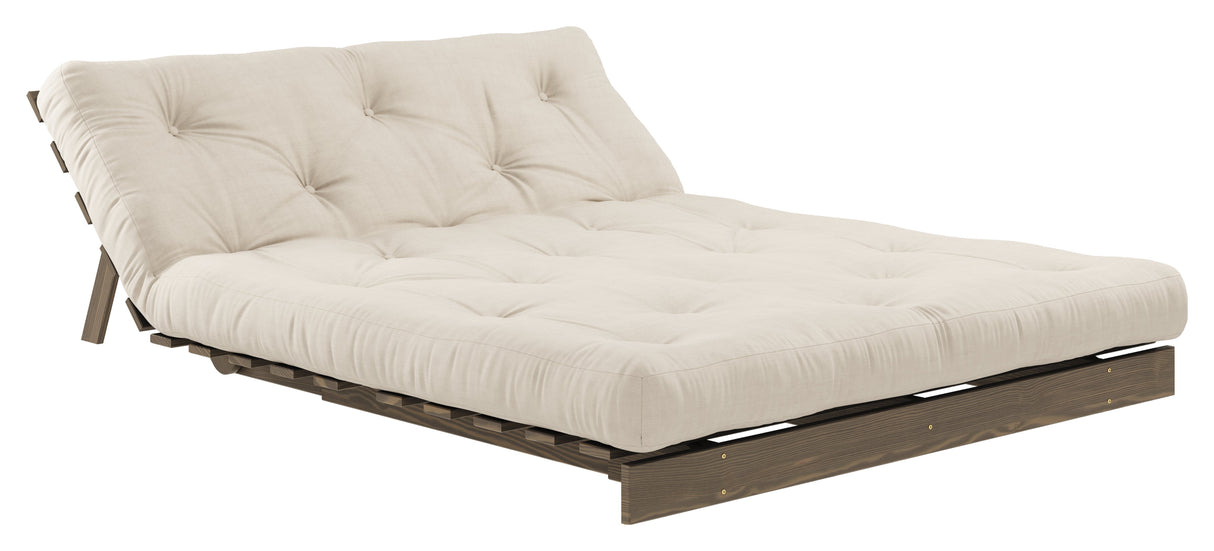 Roots 140 Sofa bed, Brown lacquered pine, Beige