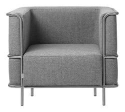 Modernist Lounge Chair, Light Gray Wool