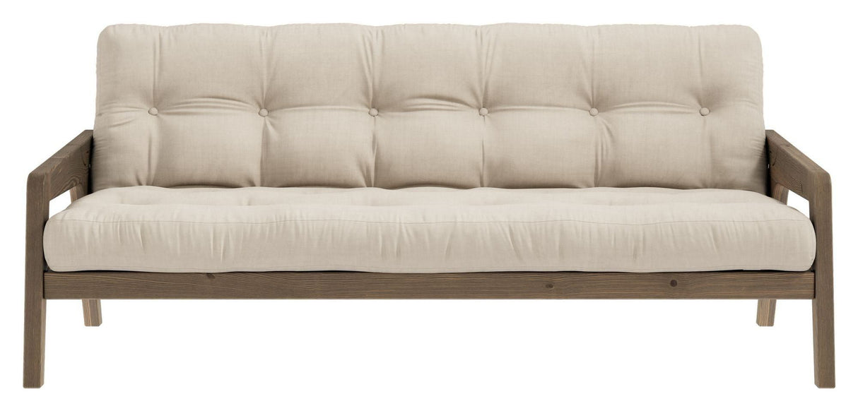 Grab Sofa Bed, Brown lacquered pine, Beige