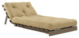 Roots 90 Sofa bed, Brown lacquered pine, Wheat Beige