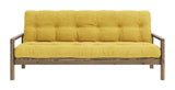 Knob Sofa bed, Brown lacquered pine, Honey velvet