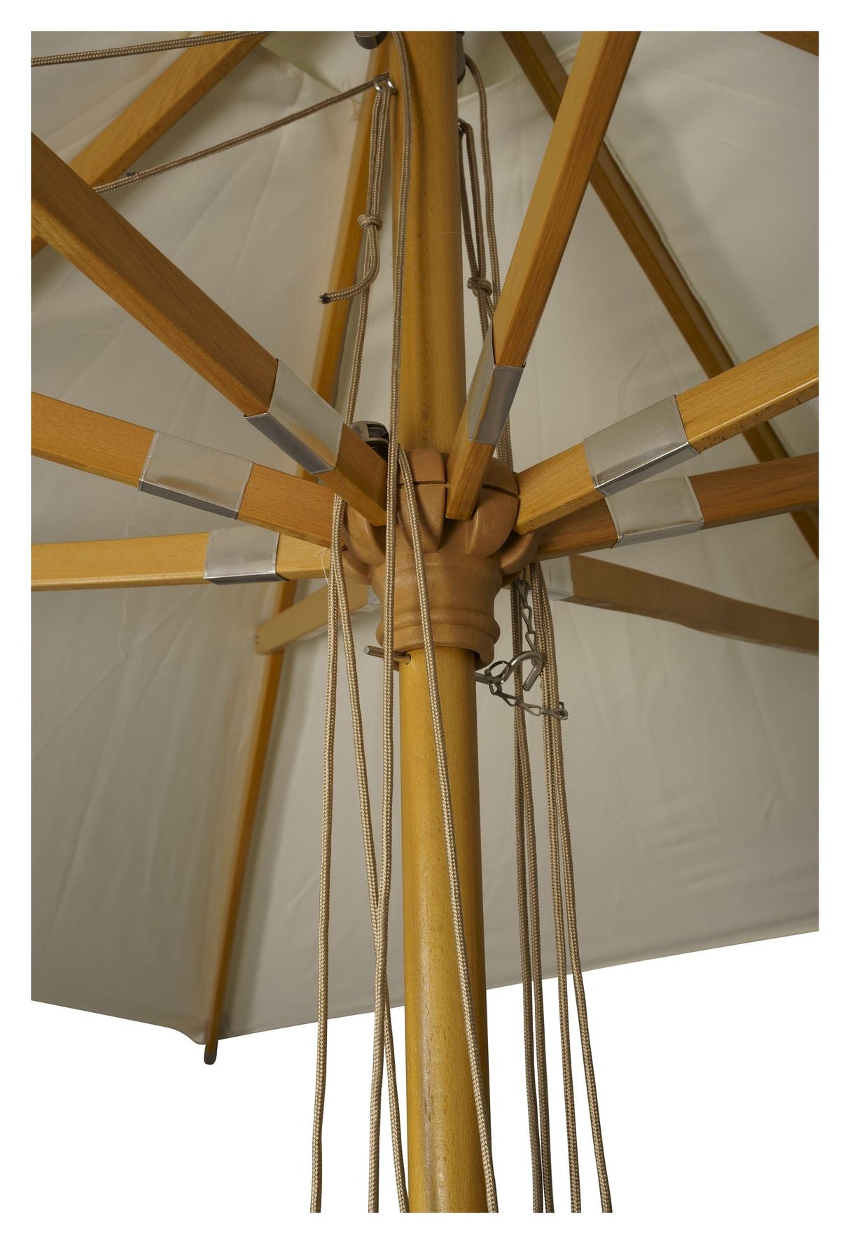 Naxos Parasol, 3*3m, Wood/Ecru Fabric