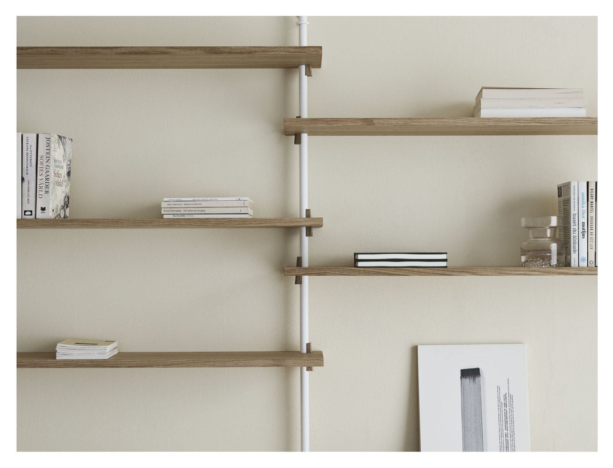 Wall Shelving, 2 bays, 5 shelves, H:65, Oak/White