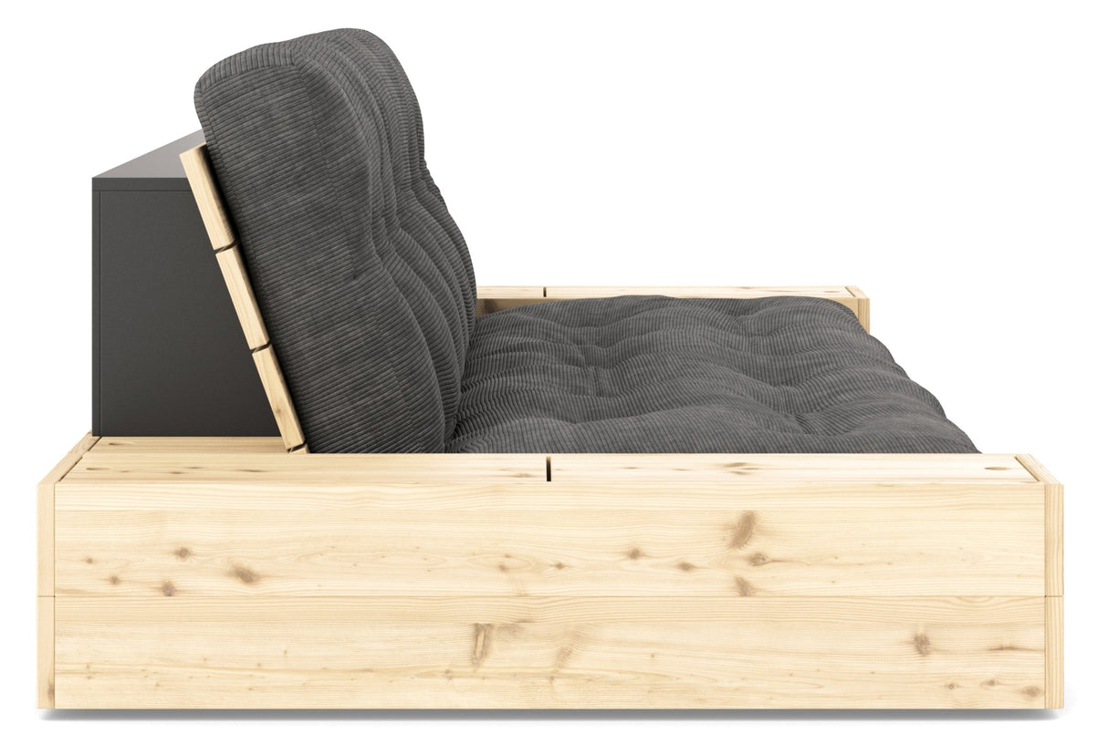 Base Sofa bed with Sideboxes, Charcoal/nature