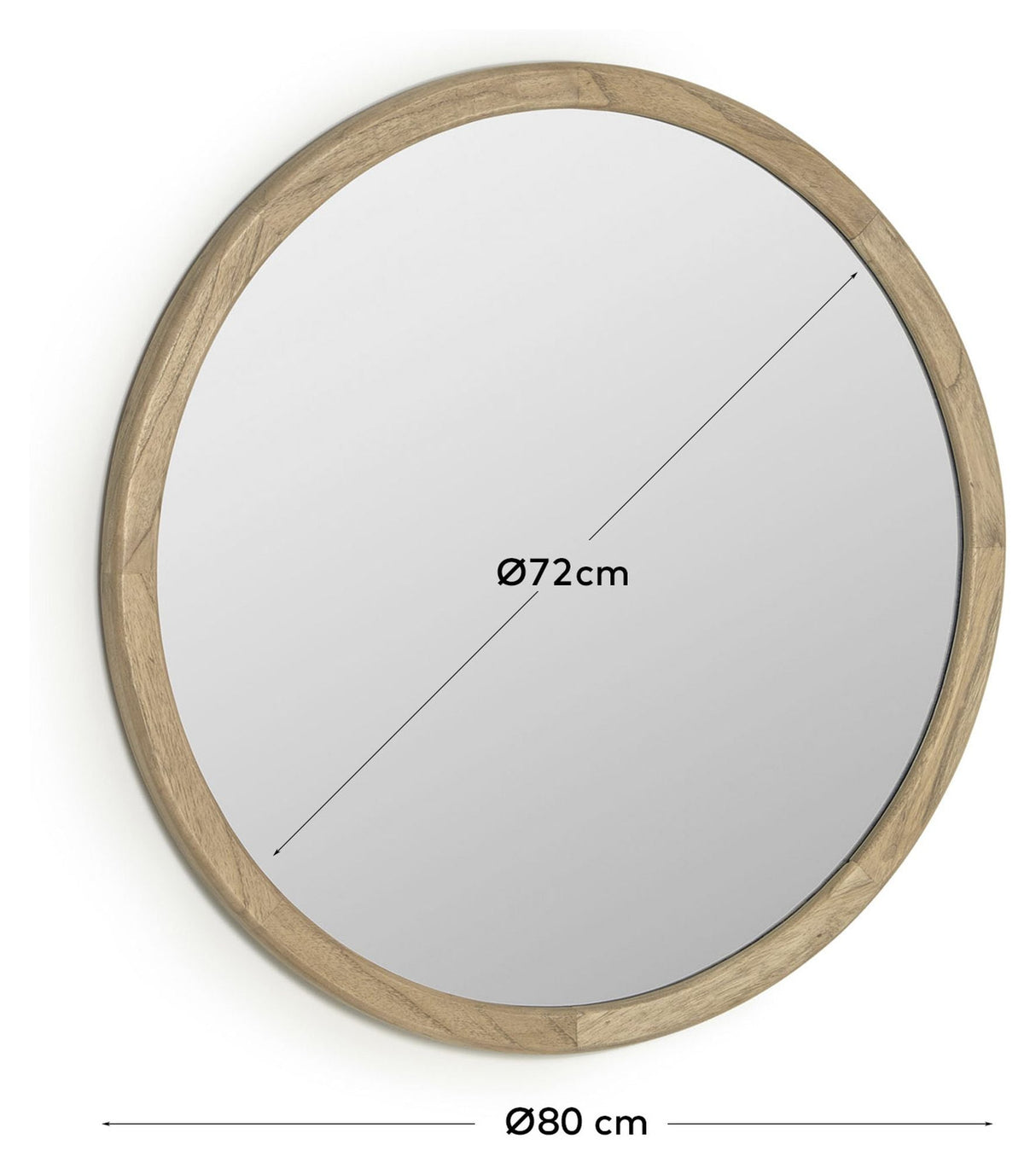 Alum Mirror with wooden frame, Ø80