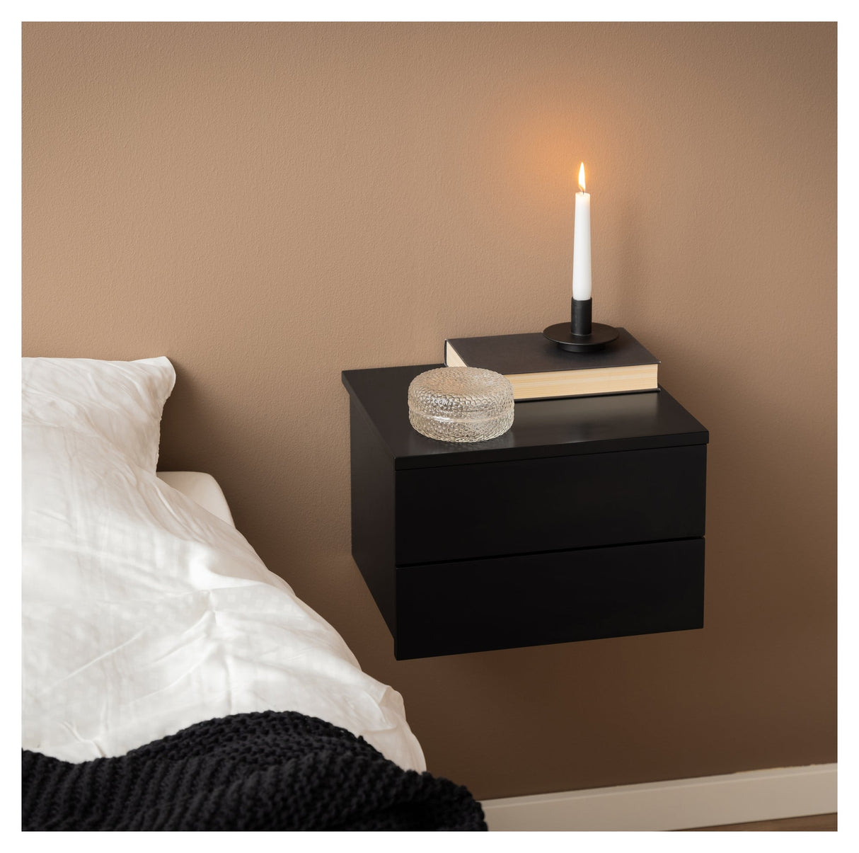 Avignon, bedside table 37cm - black