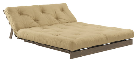 Roots 140 Sofa bed, Brown lacquered pine, Wheat Beige