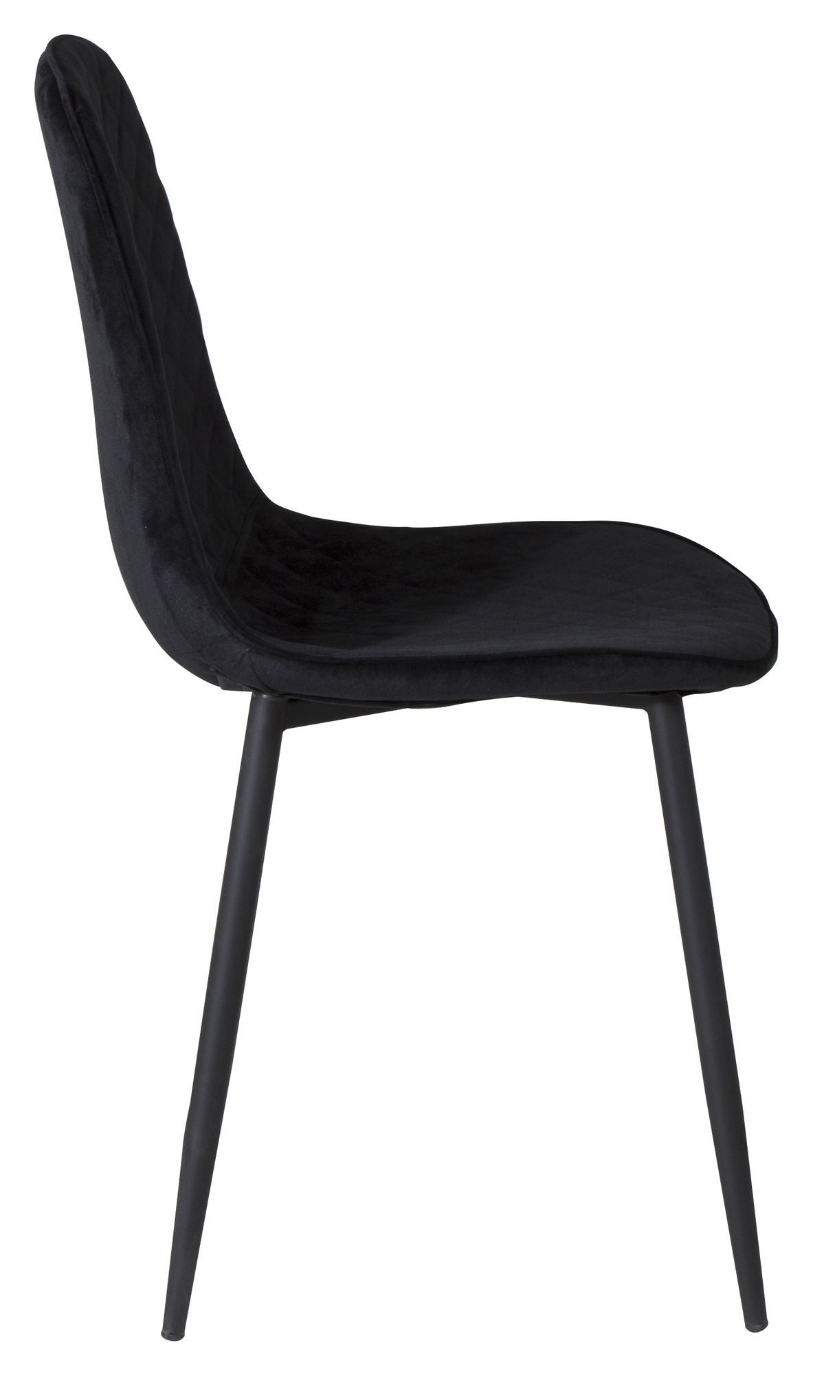 Polar Diamond Dining chair, Black velvet with black metal legs