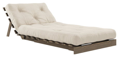 Roots 90 Sofa bed, Brown lacquered pine, Beige