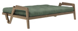 Grab Sofa bed, Brown lacquered pine, Olive Green