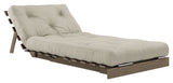 Roots 90 Sofa bed, Brown lacquered pine, Linen