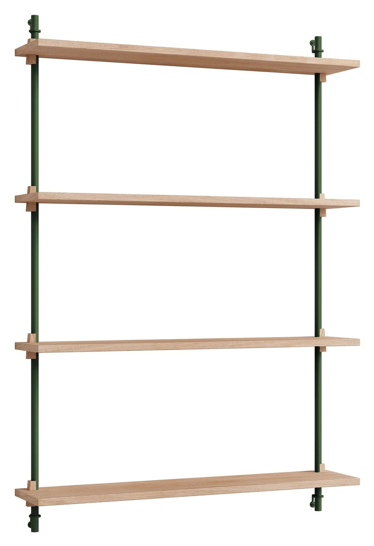 Wall Shelving, 1 bay, 4 shelves, H:115, Oak/Green