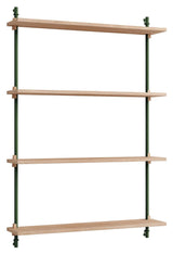 Wall Shelving, 1 bay, 4 shelves, H:115, Oak/Green