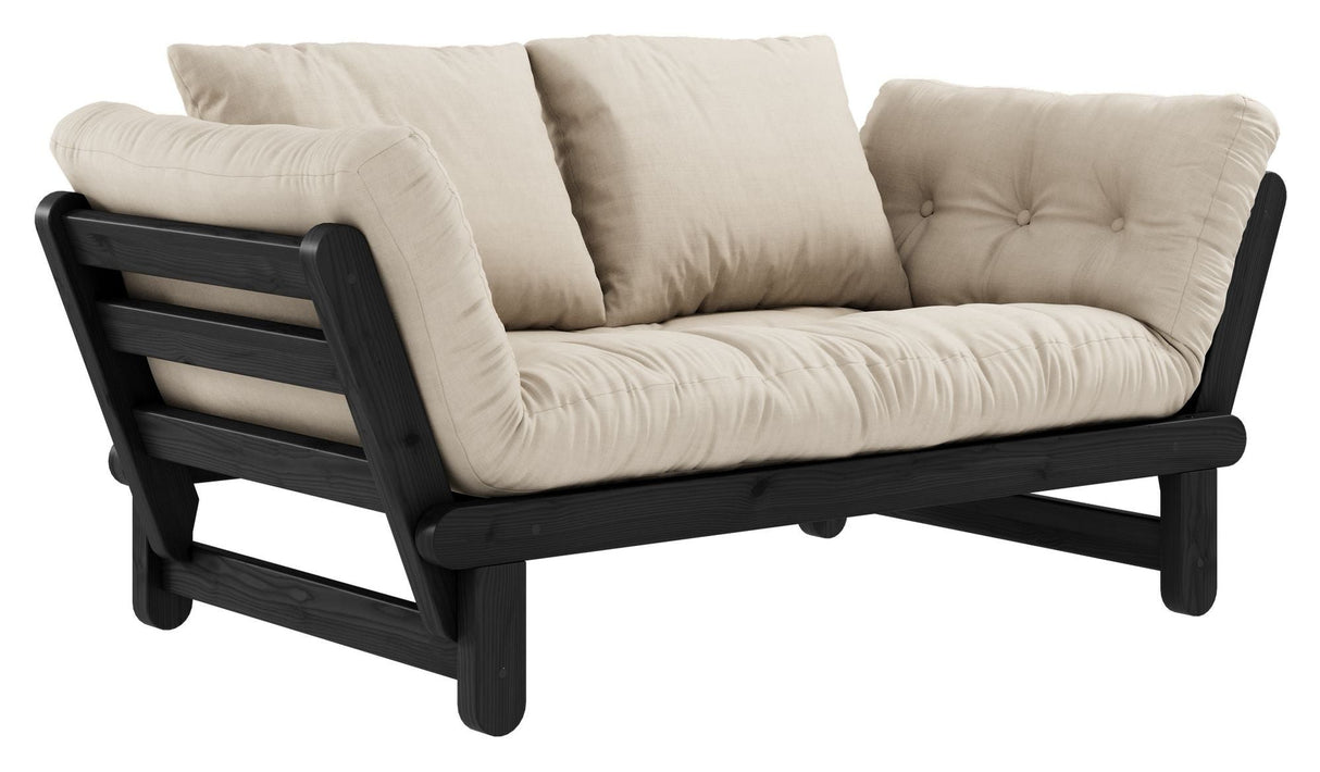 Beat Sofa bed, Black lacquered, Pine/Beige