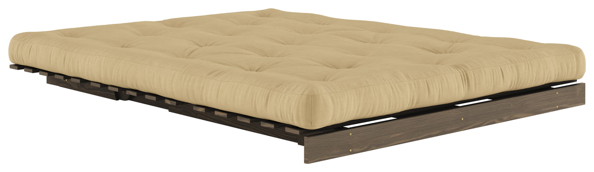 Roots 160 Sofa bed, Brown lacquered pine, Wheat Beige