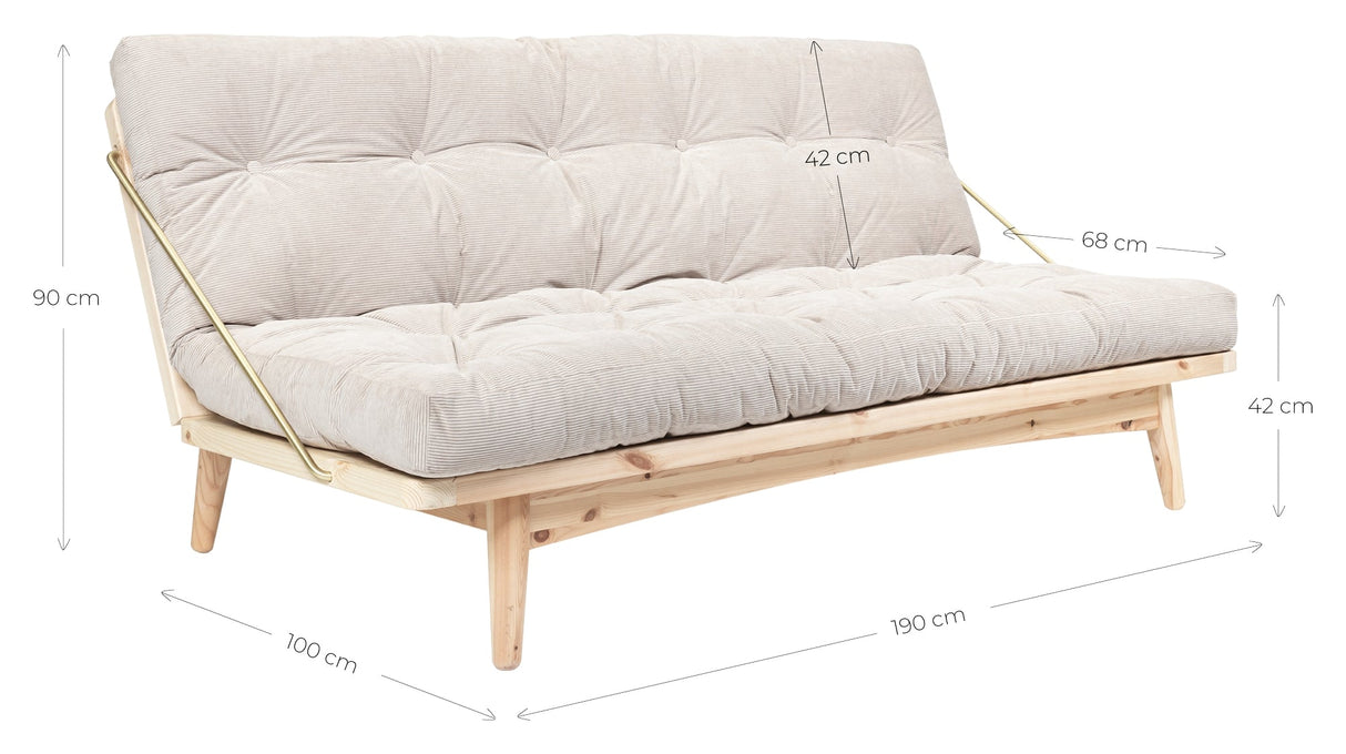 Folk Sofa bed, Pine/Ivory velvet