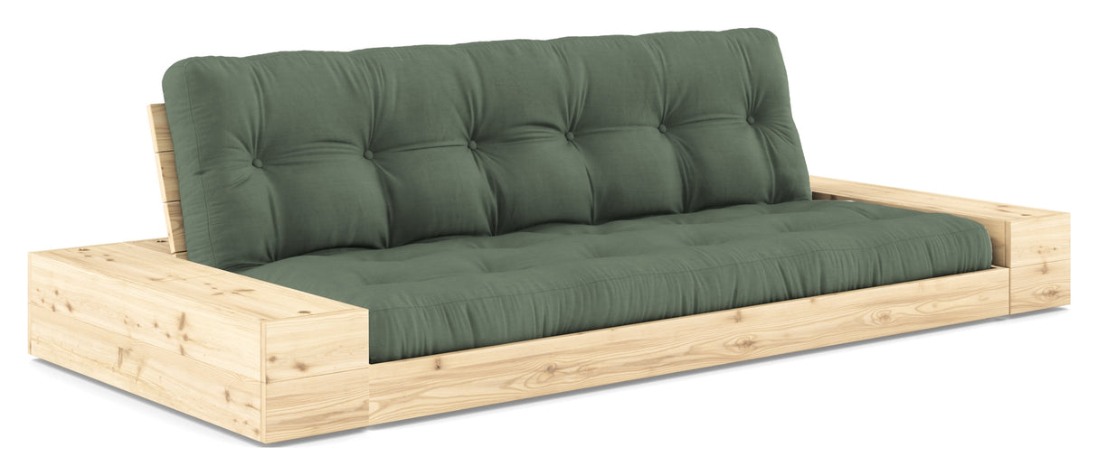 Base Sofa bed with Sideboxes, Olive Green/nature