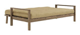 Knob Sofa bed, Brown lacquered pine, Wheat Beige