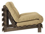 Roots 90 Sofa bed, Brown lacquered pine, Wheat Beige