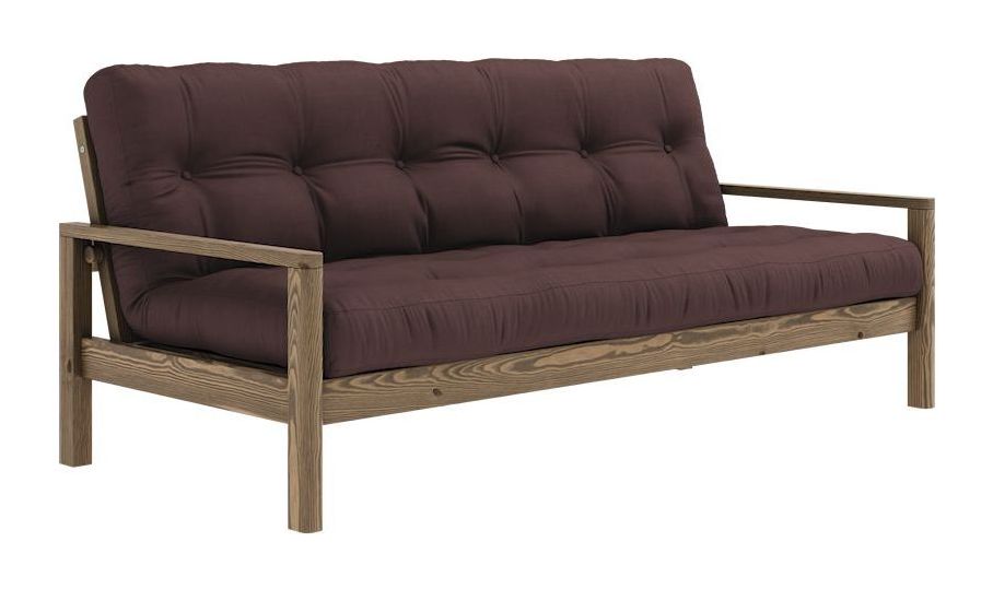 Knob Sofa bed, Brown lacquered pine, Brown