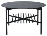 Von Staf Coffee table, Ø80, Black/Black glass with marble look