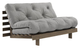 Roots 140 Sofa bed, Brown lacquered pine, Gray