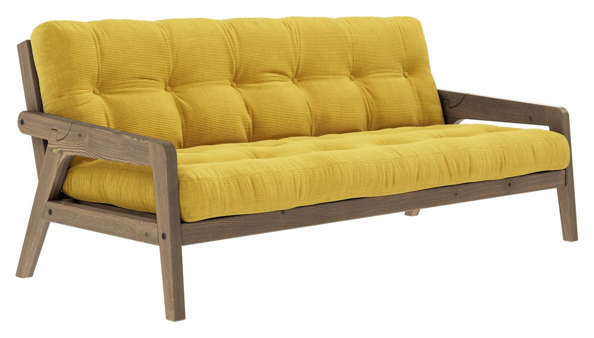 Grab Sofa bed, Brown lacquered pine, Honey velvet