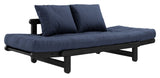 Beat Sofa bed, Black lacquered, Pine/Navy Petroleum Blue