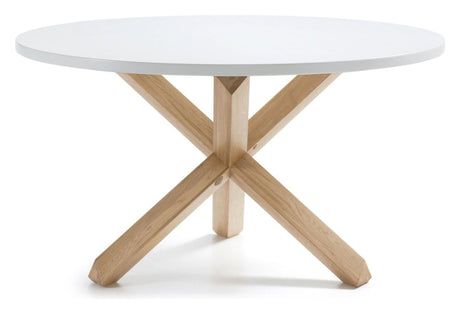 Lotus Dining table, White, Solid oak, Ø120