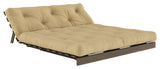 Roots 160 Sofa bed, Brown lacquered pine, Wheat Beige