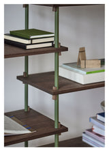 Shelving System, 2 bays, 9 shelves, H:200, Smoked Oak/Green