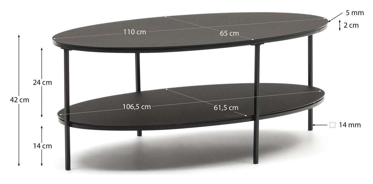 Fideia Coffee Table, Black, Ø110