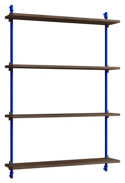 Wall Shelving, 1 bay, 4 shelves, H:115, Smoked Oak/Blue