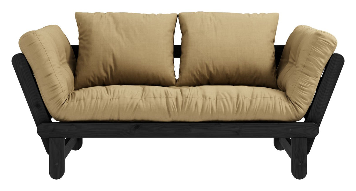 Beat Sofa bed, Black lacquered, Pine/Wheat beige