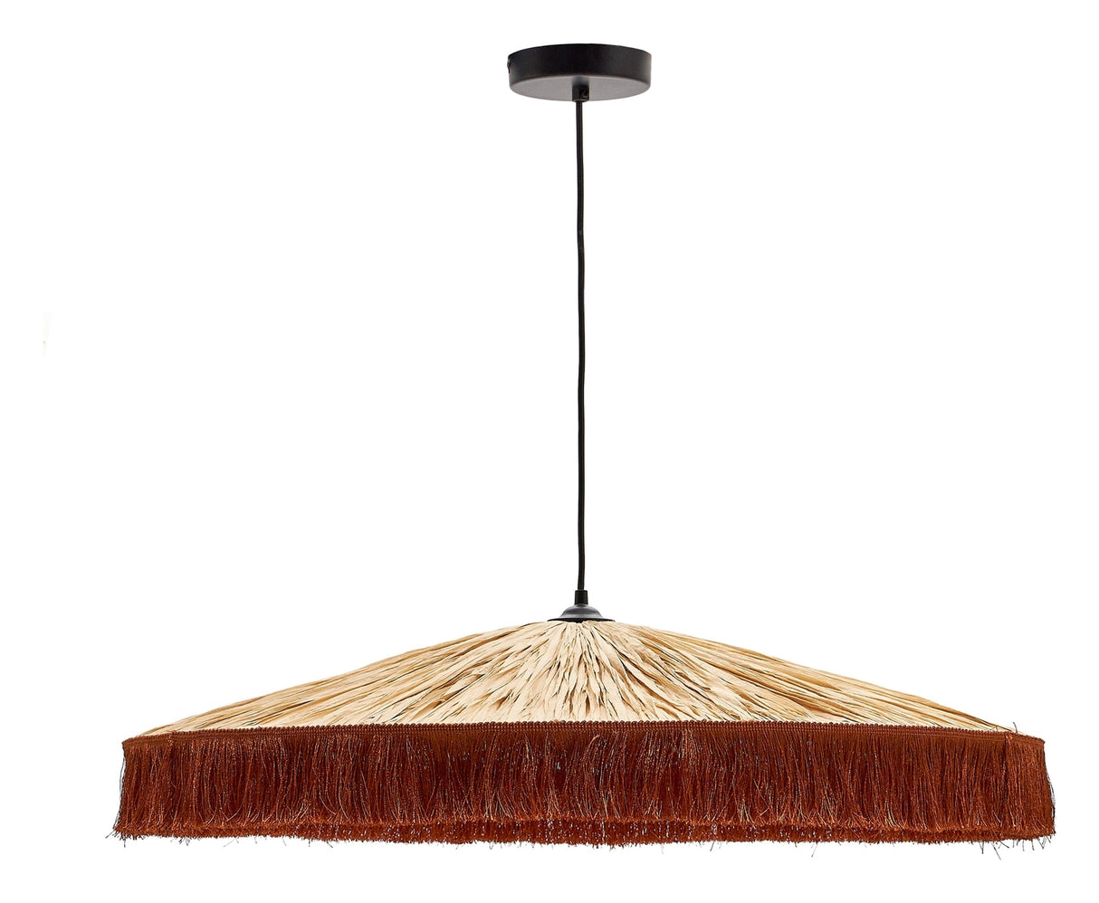 Pollensa Ceiling lamp, Natural Raffia and Terracotta fringes, Ø75