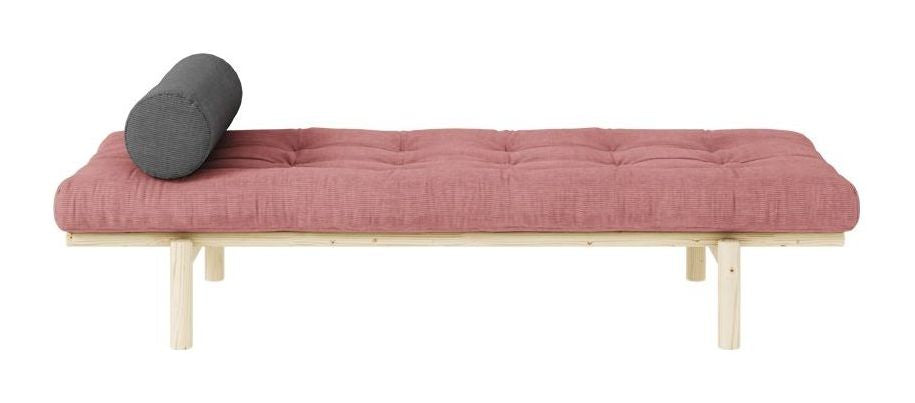 Next Daybed, Lacquered Pine, Sorbet Pink Velvet