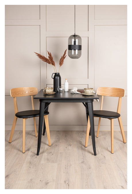 Tempe Dining table w. 2 Sanjos chairs - Black