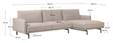 Galene 3-pers. Sofa with right-facing chaise longue, B254, Beige chenille