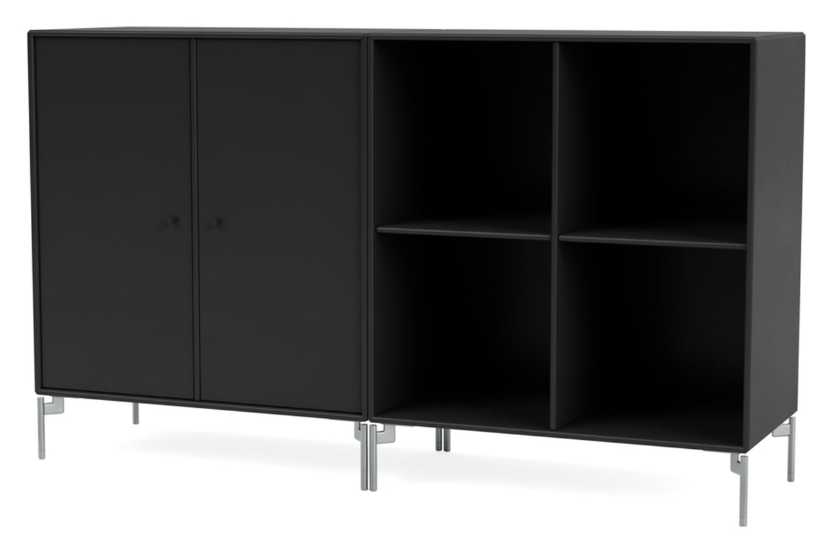 PAIR Classic sideboard with silver legs, Black